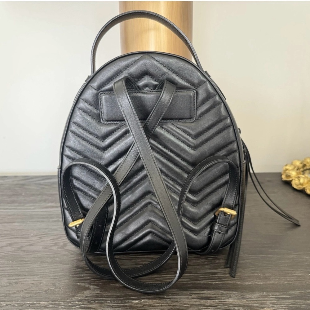 Authentic — Gucci GG Marmont Mini Backpack – Black Matelassé Leather - Picture 2 of 16